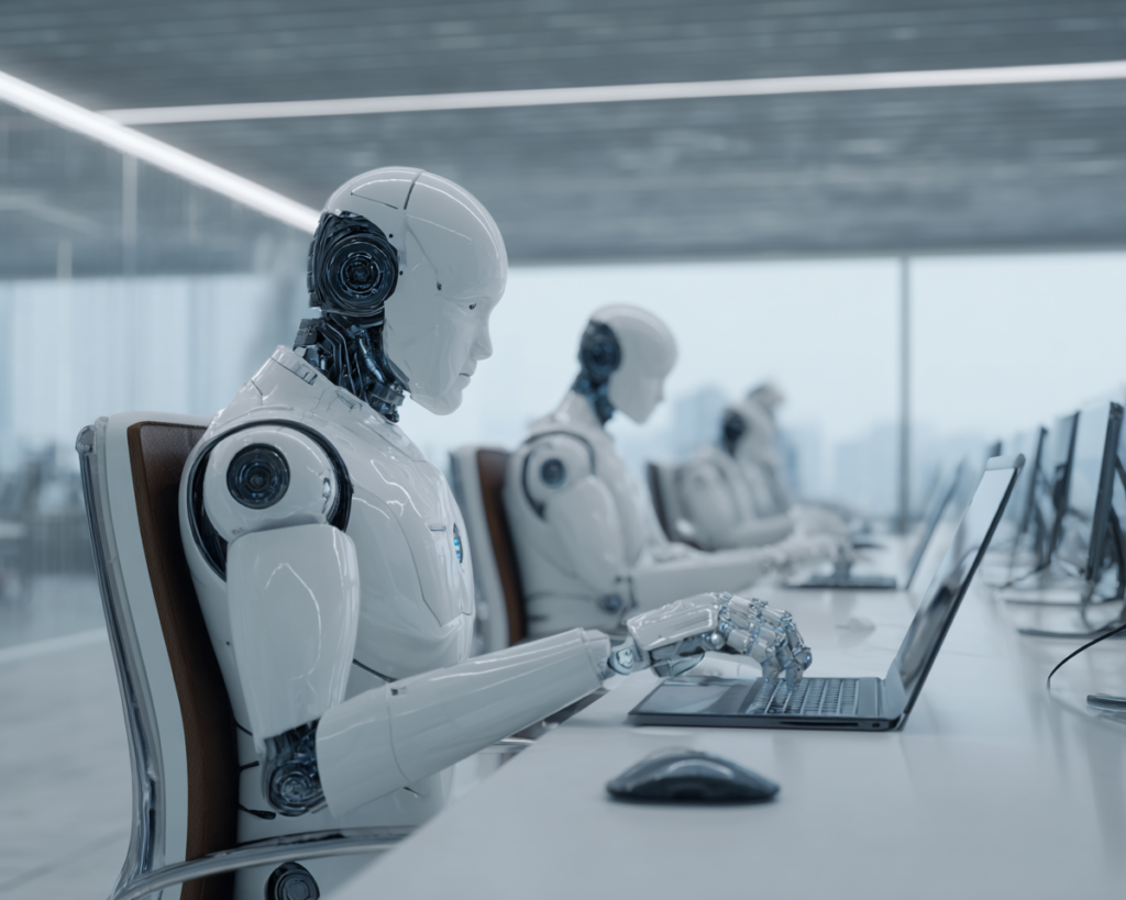 A coordinated team of AI agents working across business systems